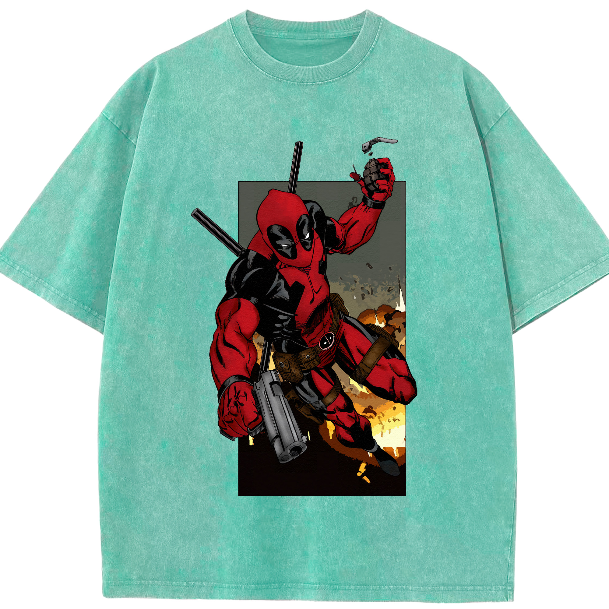 （画像用） Deadpool デッドプール 綿100% ヴィンテージ風 半袖Tシャツ（フロントプリント）